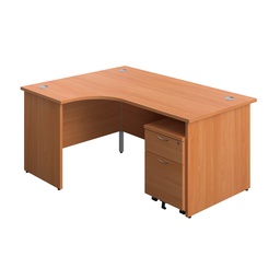 [PAN1612BUNLM2BE] Panel Left Hand Radial Desk + 2 Drawer Mobile Pedestal Bundle (FSC) | 1600X1200 | Beech/Beech | 