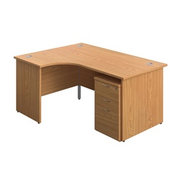 [PAN1612BUNLUDNO] Panel Left Hand Radial Desk + 3 Drawer Under Desk Pedestal Bundle (FSC) | 1600X1200 | Nova Oak/Nova Oak | 