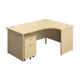 [PAN1612BUNRM2MA] Panel Right Hand Radial Desk + 2 Drawer Mobile Pedestal Bundle (FSC) | 1600X1200 | Maple/Maple | 