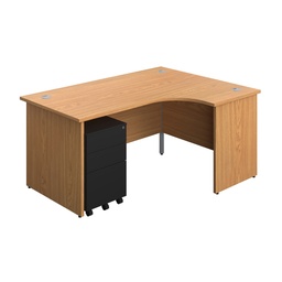 [PAN1612BUNRS3BKNO] Panel Right Hand Radial Desk + 3 Drawer Steel Mobile Pedestal Bundle (FSC) | 1600X1200 | Nova Oak/Black | 