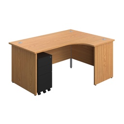 [PAN1612BUNRSS3BKNO] Panel Right Hand Radial Desk + 3 Drawer Slimline Steel Mobile Pedestal Bundle (FSC) | 1600X1200 | Nova Oak/Black | 