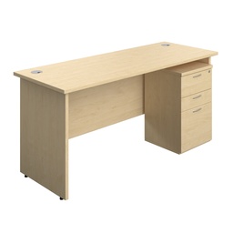 [PAN1660BUNUDMA] Panel Rectangular Desk + 3 Drawer Under Desk Pedestal Bundle (FSC) | 1600X600 | Maple/Maple | 