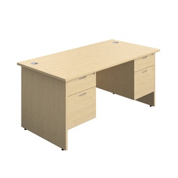 [PAN1680BUNF4MA] Panel Rectangular Desk + 2 X 2 Drawer Fixed Pedestal Bundle (FSC) | 1600X800 | Maple/Maple | 