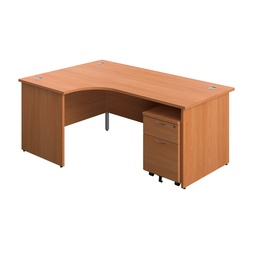 [PAN1812BUNLM2BE] Panel Left Hand Radial Desk + 2 Drawer Mobile Pedestal Bundle (FSC) | 1800X1200 | Beech/Beech | 