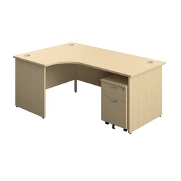 [PAN1812BUNLM2MA] Panel Left Hand Radial Desk + 2 Drawer Mobile Pedestal Bundle (FSC) | 1800X1200 | Maple/Maple | 