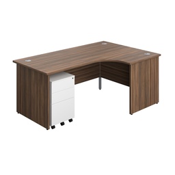 [PAN1812BUNRS3WHDW] Panel Right Hand Radial Desk + 3 Drawer Steel Mobile Pedestal Bundle (FSC) | 1800X1200 | Dark Walnut/White | 