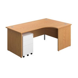 [PAN1812BUNRS3WHNO] Panel Right Hand Radial Desk + 3 Drawer Steel Mobile Pedestal Bundle (FSC) | 1800X1200 | Nova Oak/White | 