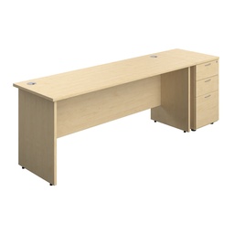 [PAN1860BUNDHMA] Panel Rectangular Desk + 3 Drawer Desk High Pedestal Bundle (FSC) | 1800X600 | Maple/Maple | 