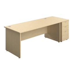 [PAN1880BUNDHMA] Panel Rectangular Desk + 3 Drawer Desk High Pedestal Bundle (FSC) | 1800X800 | Maple/Maple | 
