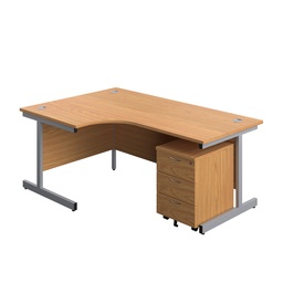 [SU1812BUNLNOSV3] Single Upright Left Hand Radial Desk + Mobile 3 Drawer Pedestal (FSC) | 1800 X 1200 | Nova Oak/Silver | 