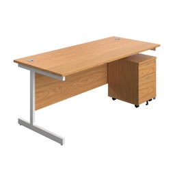 [SU1880NOWHP2] Single Upright Rectangular Desk + Mobile 2 Drawer Pedestal (FSC) | 1800 X 800 | Nova Oak/White | 