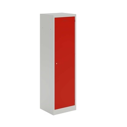 [PLHS1330451-AV7AY8] Lower Height Locker - 1370Mm H X 300Mm W X 450Mm D 1 Door Single Locker Column- Light Grey/Cardinal Red