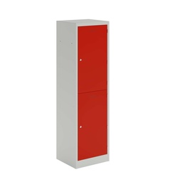 [PLHS1330302-AV7AY8] Lower Height Locker - 1370Mm H X 300Mm W X 300Mm D 2 Door Single Locker Column- Light Grey/Cardinal Red