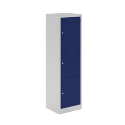 [PLHS1330453-AVYAV7] Lower Height Locker - 1370Mm H X 300Mm W X 450Mm D 3 Door Single Locker Column- Light Grey/Oxford Blue