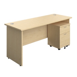 [PAN1660BUN2MA] Panel Rectangular Desk + 2 Drawer Mobile Pedestal Bundle (FSC) | 1600X600 | Maple/Maple | 