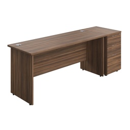 [PAN1660BUNDHDW] Panel Rectangular Desk + 3 Drawer Desk High Pedestal Bundle (FSC) | 1600X600 | Dark Walnut/Dark Walnut | 