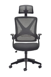 [CH0755BK] Mesh Back Chair | Folding Arms | Black