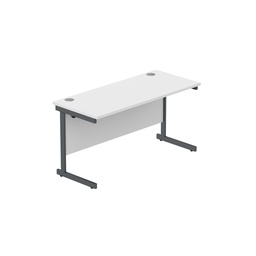 [CORE1460SUWHTGRP] Office Rectangular Desk With Steel Single Upright Cantilever Frame (Fsc) | 1400X600 | Arctic White/Graphite