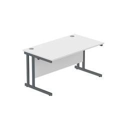[CORE1480DUWHTGRP] Office Rectangular Desk With Steel Double Upright Cantilever Frame (Fsc) | 1400X800 | Arctic White/Graphite