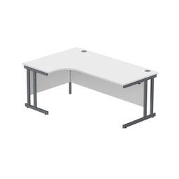 [CORE1812LHDUWHTGRP] Office Left Hand Corner Desk With Steel Double Upright Cantilever Frame (Fsc) | 1800X1200 | Arctic White/Graphite