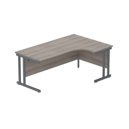 [CORE1812RHDUGOAKGRP] Office Right Hand Corner Desk With Steel Double Upright Cantilever Frame (Fsc) | 1800X1200 | Grey Oak/Graphite