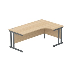 [CORE1812RHDUOKGRP] Office Right Hand Corner Desk With Steel Double Upright Cantilever Frame (Fsc) | 1800X1200 | Oak/Graphite
