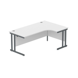 [CORE1812RHDUWHTGRP] Office Right Hand Corner Desk With Steel Double Upright Cantilever Frame (Fsc) | 1800X1200 | White/Graphite