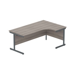 [CORE1812RHSUGOAKGRP] Office Right Hand Corner Desk With Steel Single Upright Cantilever Frame (Fsc) | 1800X1200 | Grey Oak/Graphite