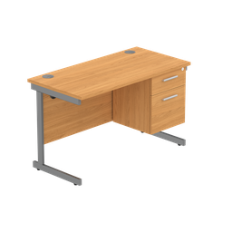 [COREBUNSU1260BCHGRPFP2] Office Rectangular Desk With Steel Single Upright Cantilever Legs + 2 Draw Fixed Pedestal  (Fsc) | 1200X600 | Norwegian Beech/Graphite