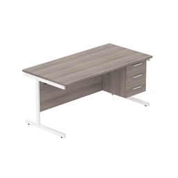 [COREBUNSU1680GOAKWHFP3] Core|Single Upright|Rectangular Desk With 3 Draw Fixed Pedestal (Fsc)|1600X800|Alaskan Grey Oak-White