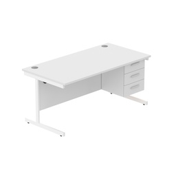 [COREBUNSU1680WHTWHFP3] Core|Single Upright|Rectangular Desk With 3 Draw Fixed Pedestal (Fsc)|1600X800|Arctic White-White