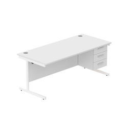 [COREBUNSU1880WHTWHFP3] Core|Single Upright|Rectangular Desk With 3 Draw Fixed Pedestal (Fsc)|1800X800|Arctic White-White
