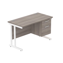 [COREBUNDU1260GOAKWHFP2] Core|Double Upright|Rectangular Desk With 2 Drawer Fixed Pedestal (Fsc)|1200X600|Alaskan Grey Oak-White