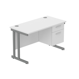 [COREBUNDU1260WHTGRPFP2] Core|Double Upright|Rectangular Desk With 2 Drawer Fixed Pedestal (Fsc)|1200X600|Arctic White-Graphite