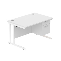 [COREBUNDU1280WHTWHFP2] Core|Double Upright|Rectangular Desk With 2 Drawer Fixed Pedestal (Fsc)|1200X800|Arctic White-White