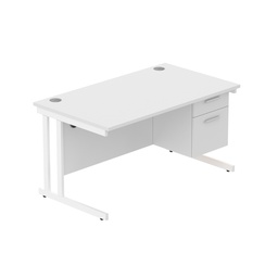 [COREBUNDU1480WHTWHFP2] Core|Double Upright|Rectangular Desk With 2 Drawer Fixed Pedestal (Fsc)|1400X800|Arctic White-White
