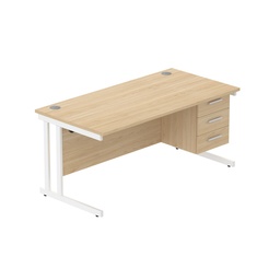 [COREBUNDU1680OKWHFP3] Core|Double Upright|Rectangular Desk With 3 Drawer Fixed Pedestal|1600X800|Canadian Oak-White