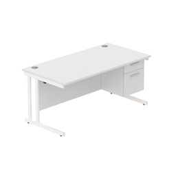 [COREBUNDU1680WHTWHFP2] Core|Double Upright|Rectangular Desk With 2 Drawer Fixed Pedestal|1600X800|Arctic White-White