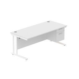 [COREBUNDU1880WHTWHFP2] Core|Double Upright|Rectangular Desk With 2 Drawer Fixed Pedestal|1800X800|Arctic White-White