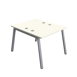 [SYN1060CPAFRWHSV2P] Synergy|2P Bench Desk|Cable Ports|A-Frame|1000X600|White-Silver