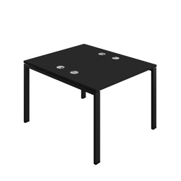 [SYN1060CPGPLBKBK2P] Synergy|2P Bench Desk|Cable Ports|Goal Post|1000X600|Black-Black
