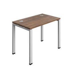 [SYN1060CPGPLDWSV1P] Synergy Bench With Cable Ports: 1 Person (Fsc) | Goal Post Leg | 1000 X 600 | Dark Walnut/Silver