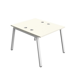 [SYN1070CPAFRWHWH2P] Synergy|2P Bench Desk|Cable Ports|A-Frame|1000X700|White-White