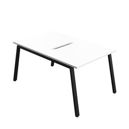 [SYN1080COAFRWHBK2P] Synergy|2P Bench Desk|Cut Out|A-Frame|1000X800|White-Black