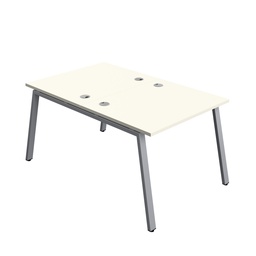 [SYN1080CPAFRWHSV2P] Synergy|2P Bench Desk|Cable Ports|A-Frame|1000X800|White-Silver