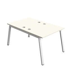 [SYN1080CPAFRWHWH2P] Synergy|2P Bench Desk|Cable Ports|A-Frame|1000X800|White-White