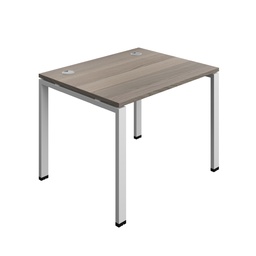 [SYN1080CPGPLGOSV1P] Synergy|1P Bench Desk|Cable Ports|Goal Post|1000X800|Grey Oak-Silver