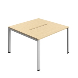 [SYN1260COGPLMASV2P] Synergy Bench With Cut Out: 2 Person (Fsc) | Goal Post Leg | 1200 X 600 | Maple/Silver
