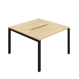 [SYN1260COGPLNOBK2P] Synergy|2P Bench Desk|Cut Out|Goal Post|1200X600|Nova Oak-Black