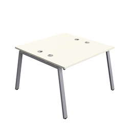 [SYN1260CPAFRWHSV2P] Synergy|2P Bench Desk|Cable Ports|A-Frame|1200X600|White-Silver